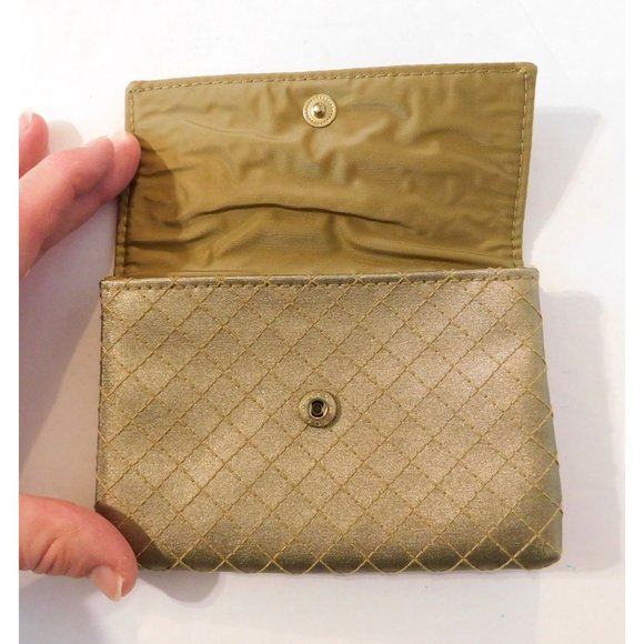 Estee Lauder Set of 2 Makeup Bag 7.5" Small Clutch 5.5" Gold Stitched Design Zip - Picture 6 of 8